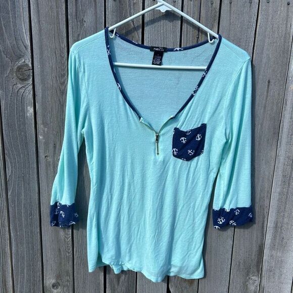 Rue21 blouse size small short sleeve sailor design - Picture 1 of 8